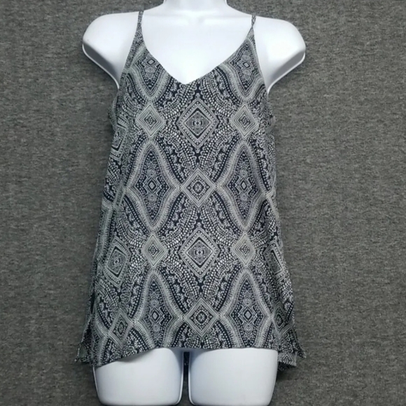 H&M Womans Speghetti Strap Tank Top Size 2 BLUE & WHITE Geometric, Dots - Picture 1 of 11